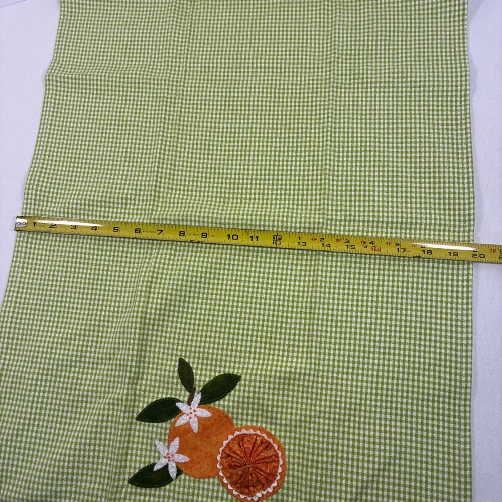 Citrus Appliqué Tea Towel Dunroven‎ Green Gingham Farmhouse Cottagecore Kitchen